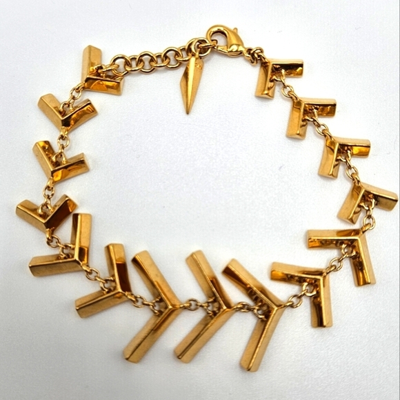 VINTAGE Botkier Gold Tone Graduated V Link Bracelet - Picture 6 of 6
